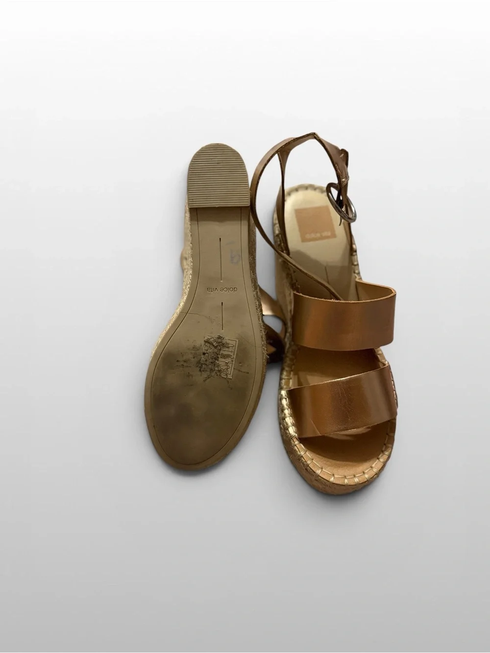 Dolce Vita Metallic Bronze Espadrille Wedge Sandals Size 8